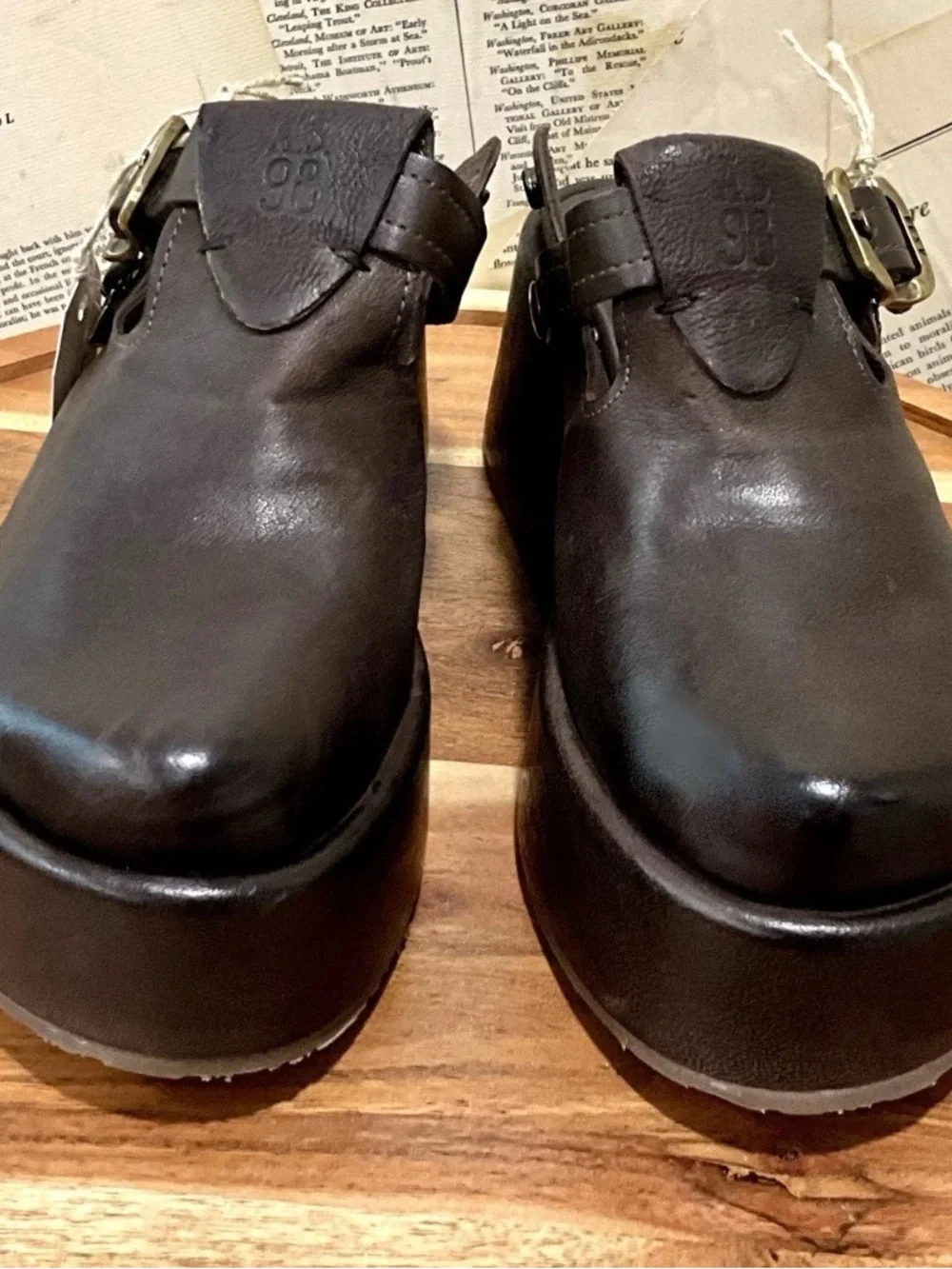 Free People A.S.98 Monroe Canyon Clogs Platform Brown Leather Slip On